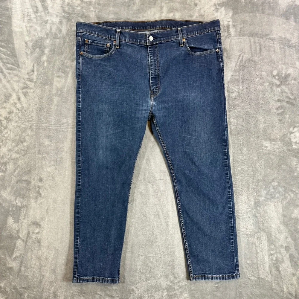Levi's 502 Regular Taper Jeans Men's Size 46x30 Blue Dark Wash Denim Pants